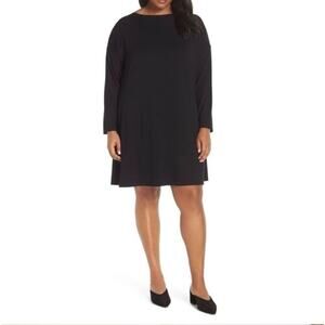 Eileen Fisher Women’s Black Bateau-Neck Twist-Back Drop Shoulder Stretch Jersey